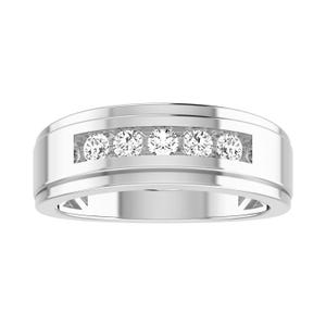 ARCHMAN® Lab-Grown Diamond Men's Five Stone Wedding Band, 0.50 Cttw Round Cut Diamond Band Ring 10K/14K/18K Gold & Platinum Gift for him