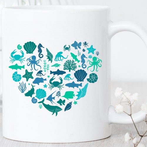 Marine Heart / Mug / Marine Biologist Mug / Marine Biology / Etsy