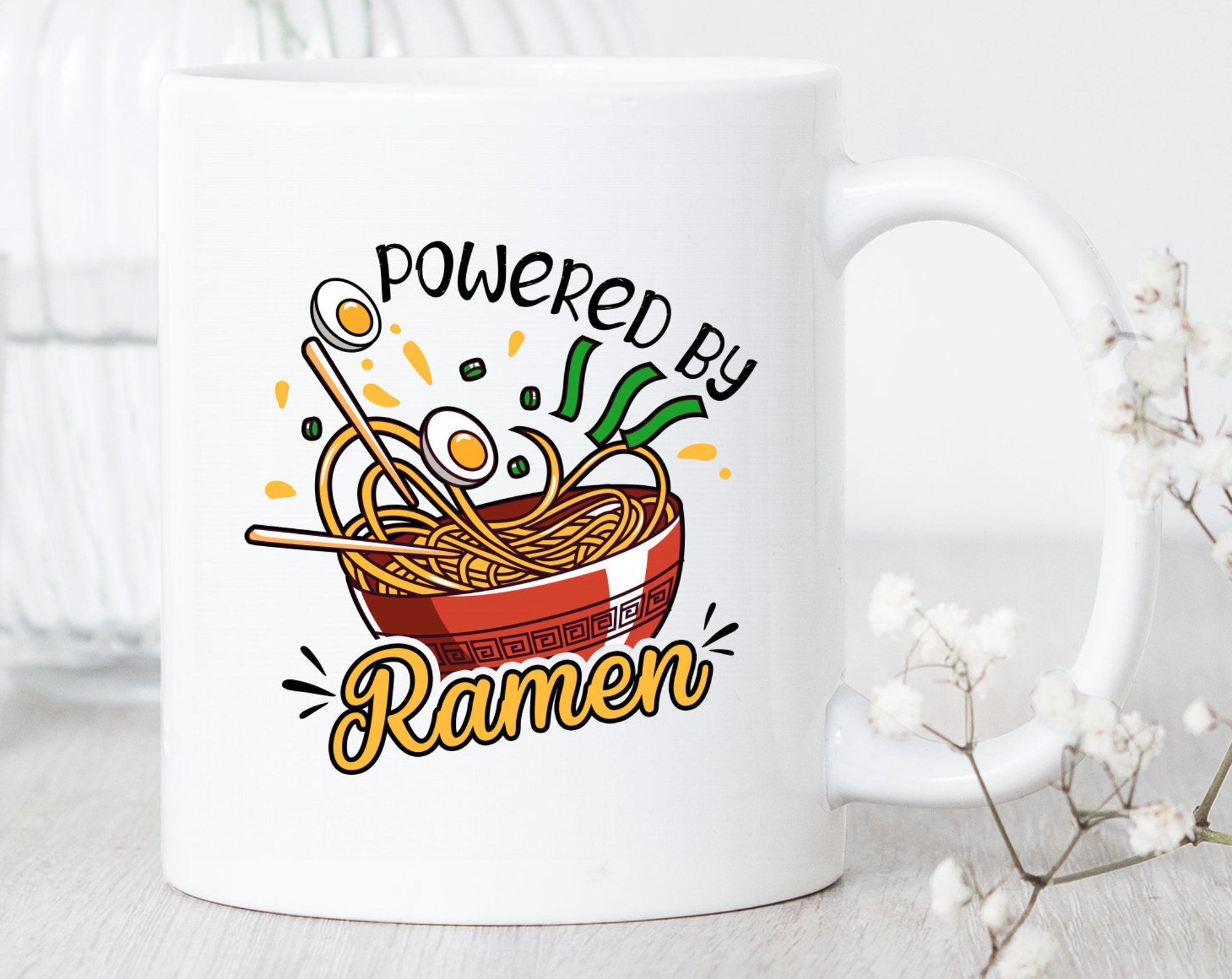 Discover Powered By Ramen / Mug / Ramen Noodle Mug / Gift For Ramen Lover