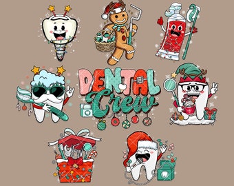 Christmas Dental Crew PNG Sublimation Bundle, Dentist Printable & Digital Download, Dental Svg File for Cricut, Dentist DIY Christmas Gift
