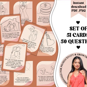 Tarjetas de preguntas listas para imprimir para parejas, juegos de citas nocturnas, ideas de regalos de aniversario, tarjetas de conversación romántica, juegos de cartas de relación