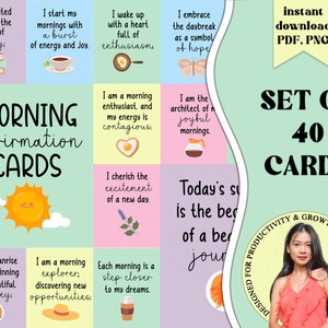 Daily Morning Affirmation Digital Cards, Ready to Print Positive Mindset Notes, Morning Self-Reflection, Encouraging Self-Talk Cards Set