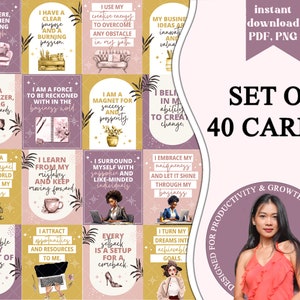 Girl Boss Digitale Karten, druckfertige Affirmationen für weibliche Unternehmer, Frauenstärkung, positive Mantras, Selbstvertrauenskarten-Set