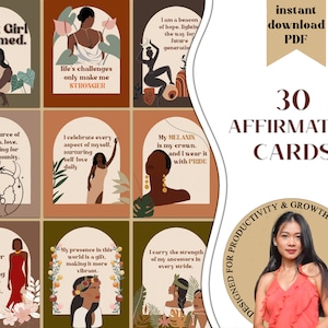 Cartes numériques d’affirmation des femmes afro-américaines, prêtes à imprimer des citations d’autonomisation des filles noires, affirmations positives quotidiennes pour les femmes afro