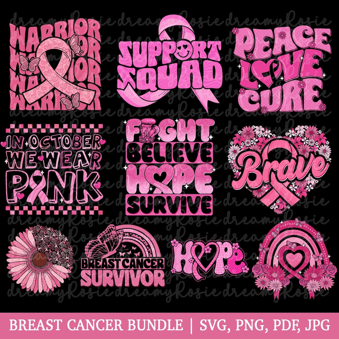 Breast Cancer Bundle SVG PNG Breast Cancer Sticker Svg - Etsy