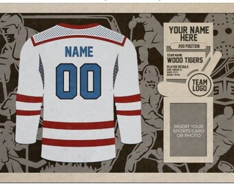 Hockey jersey sign with and without stats