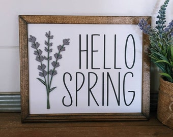 Hello spring lavender sign