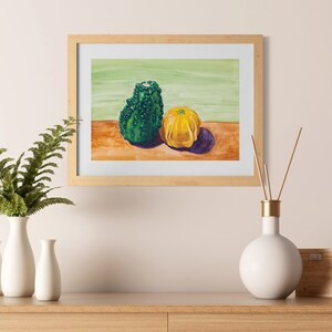 Squash Still Life | ART PRINT, Autumn Decor, Kitchen Decor, Autumn, Fall Decor, Harvest Decor, Gouache Painting, Food Art, Room Decor