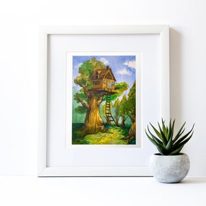 Dreamhouse | ART PRINT, Children&#39;s Room Decor, Sunny Day, Watercolour Painting, Illustration, Summer Decor