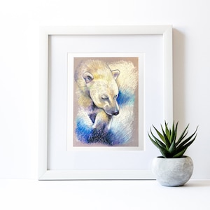 Polar Bear Cuddle | ART PRINT, Acrylic Painting, Polar Bear, Cuddle, Arctic, Animal, Illustration, Snow
