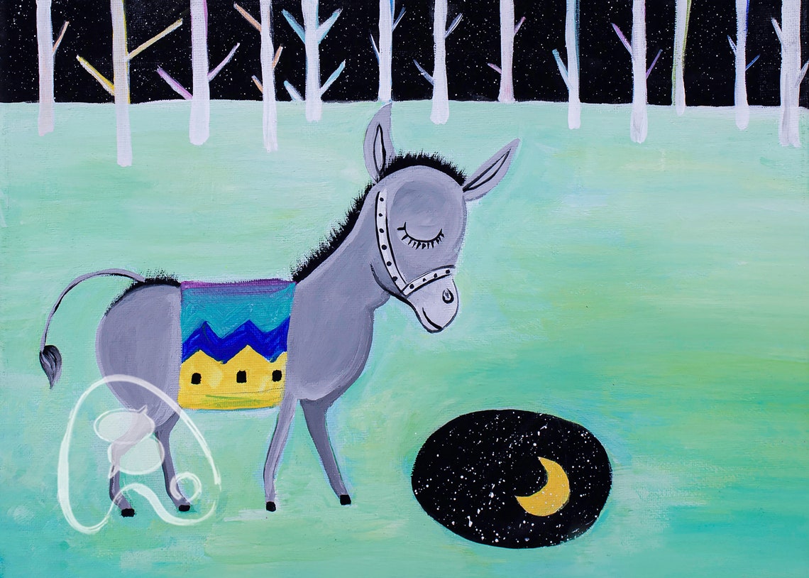 Dream Donkey ART PRINT Cute Donkey Dreamscape Aesthetic - Etsy