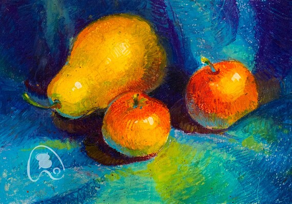 Juicy Still Life DIGITAL DOWNLOAD, Oil Pastel, Still Life Drawing.