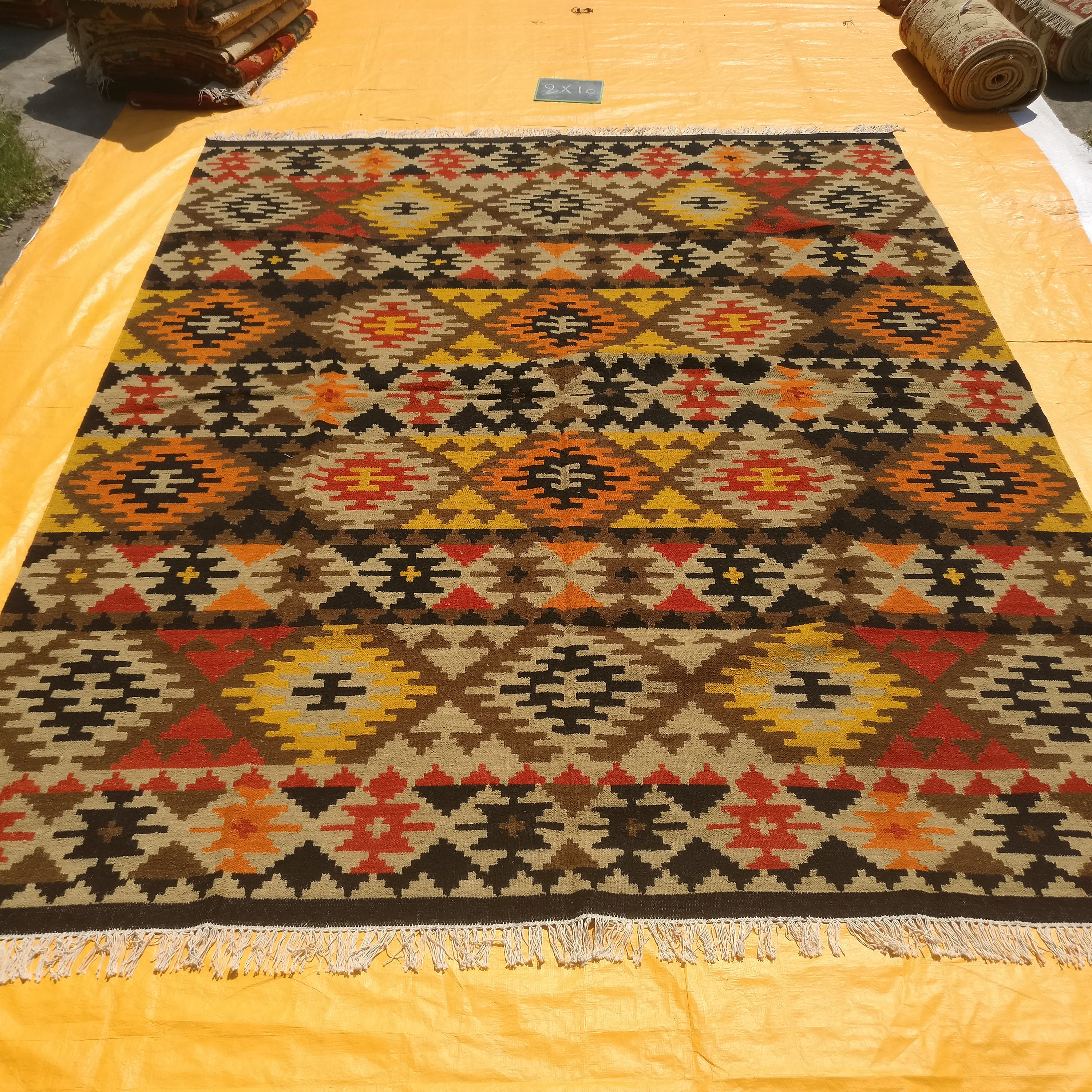 Southwestern Navajo Kilim Rug Handmade Area Rug Wool Large Etsy