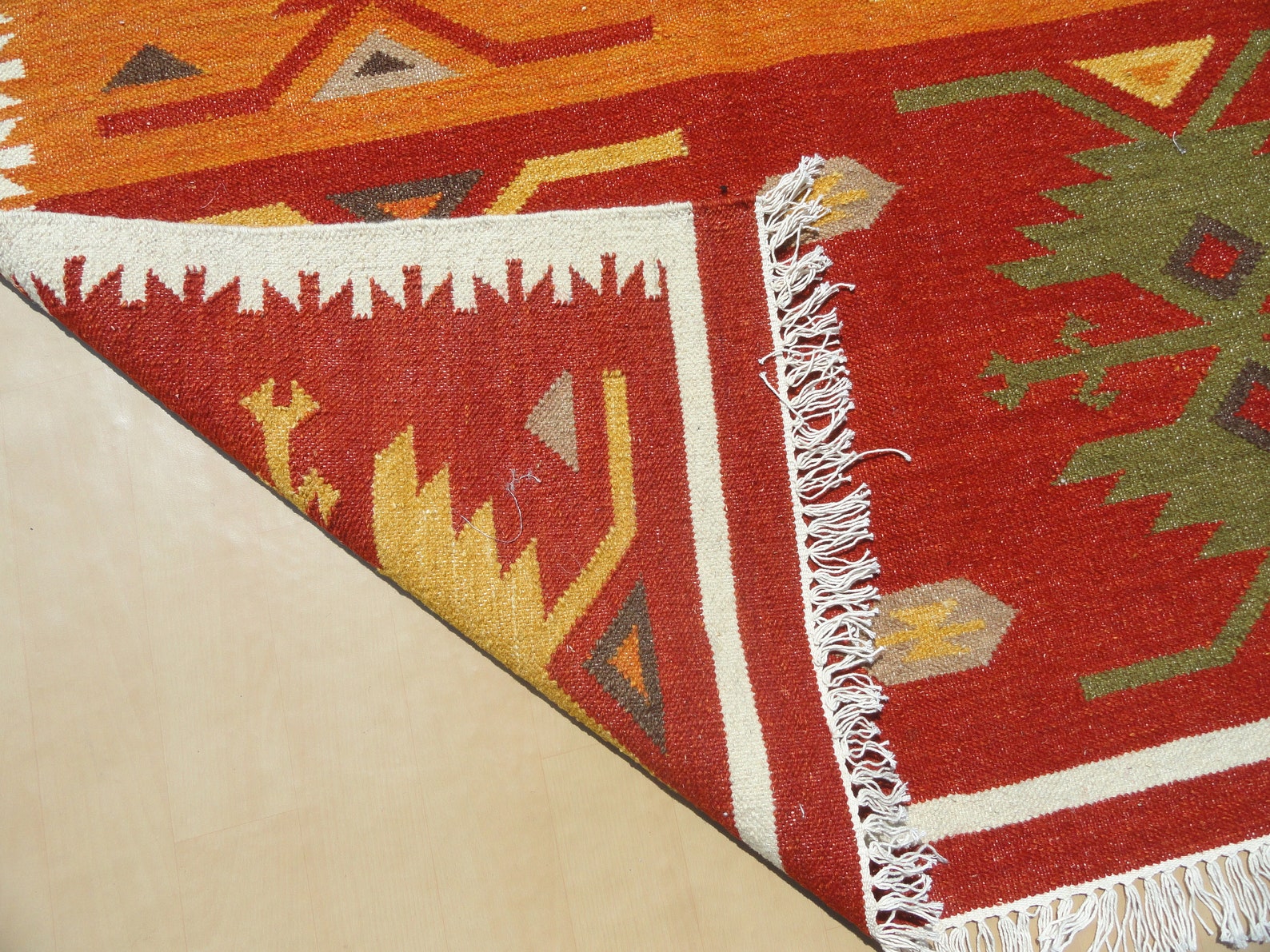 Southwestern Kilim Dhurry Handmade Area Rug 100 Wool Large Etsy