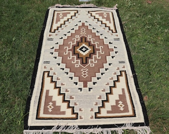6x9 Southwestern Navajo Kilim Rug, Handwoven Geometric Wool Bohemian Modern Farmhouse Living Room Rug, Scandinavian Indoor Rug