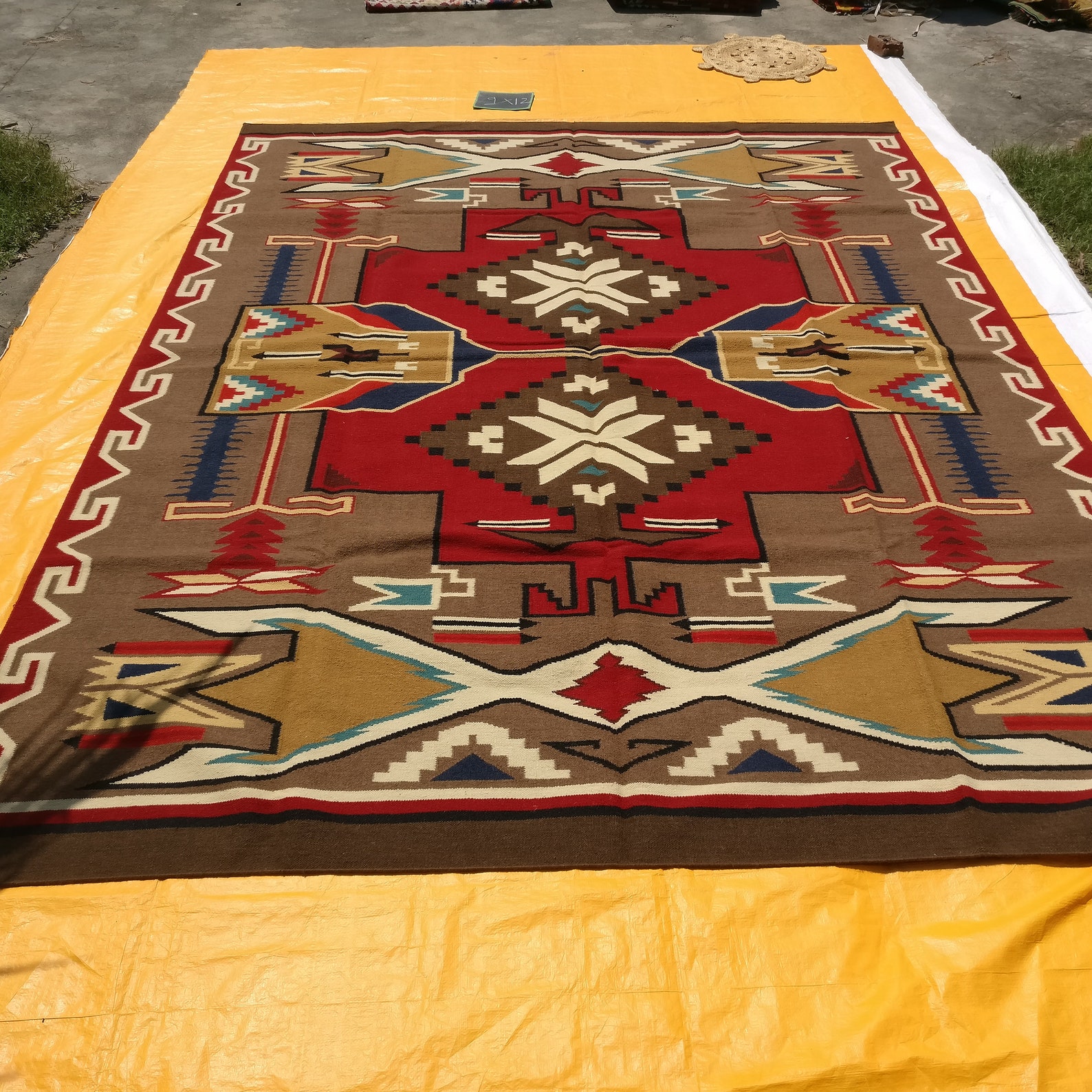 Southwestern Tribal Large Kilim Rug Handmade Area Rug Wool Etsy