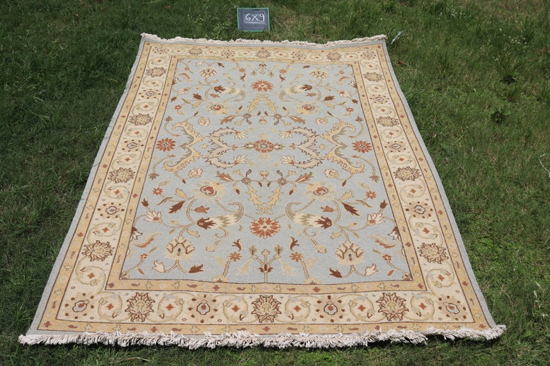 Southwestern Hand Woven Rug 6x9 Large Rug, Boho Wool Tribal Flat Weave