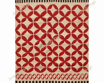 8x10 ft HandWoven Wool Kilim Navajo Rug, Red Pink Traditional Geometric Boho Large Area Carpet for Living Room