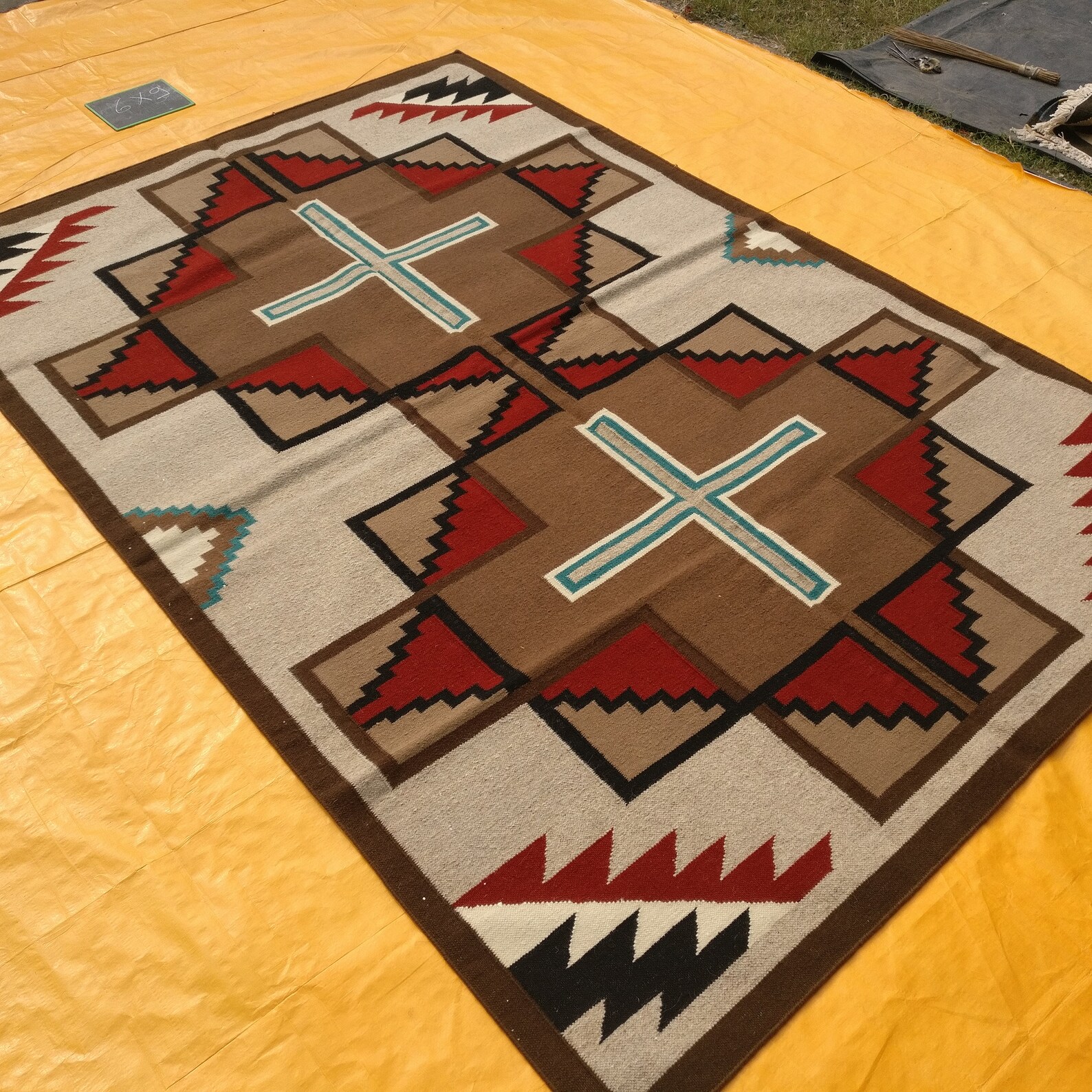 6x9 Large Rug Southwestern Handmade Boho Wool Tribal Flat Etsy