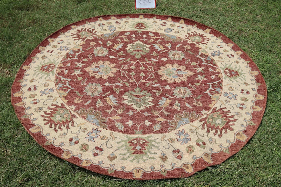 Round Kilim Soumak Rug 8x8 Ft Turkish Large Oushak Persian Etsy