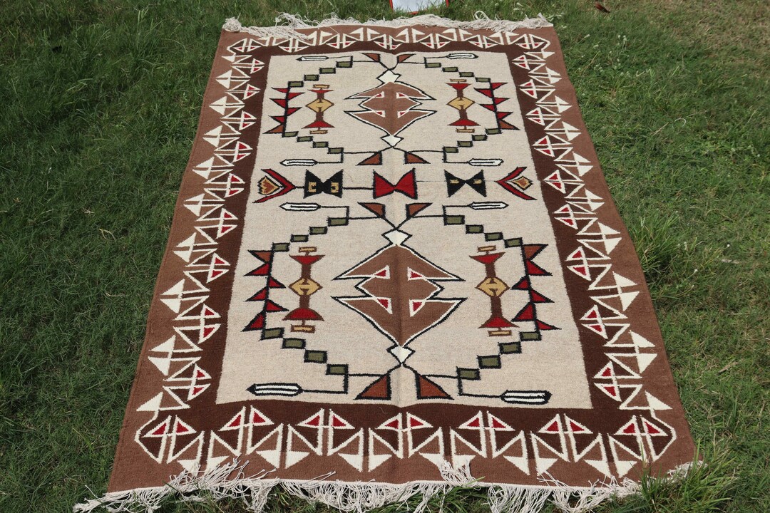 Navajo Rug American Indian Pattern Rug Handwoven Wool Rugs Kilim Rug