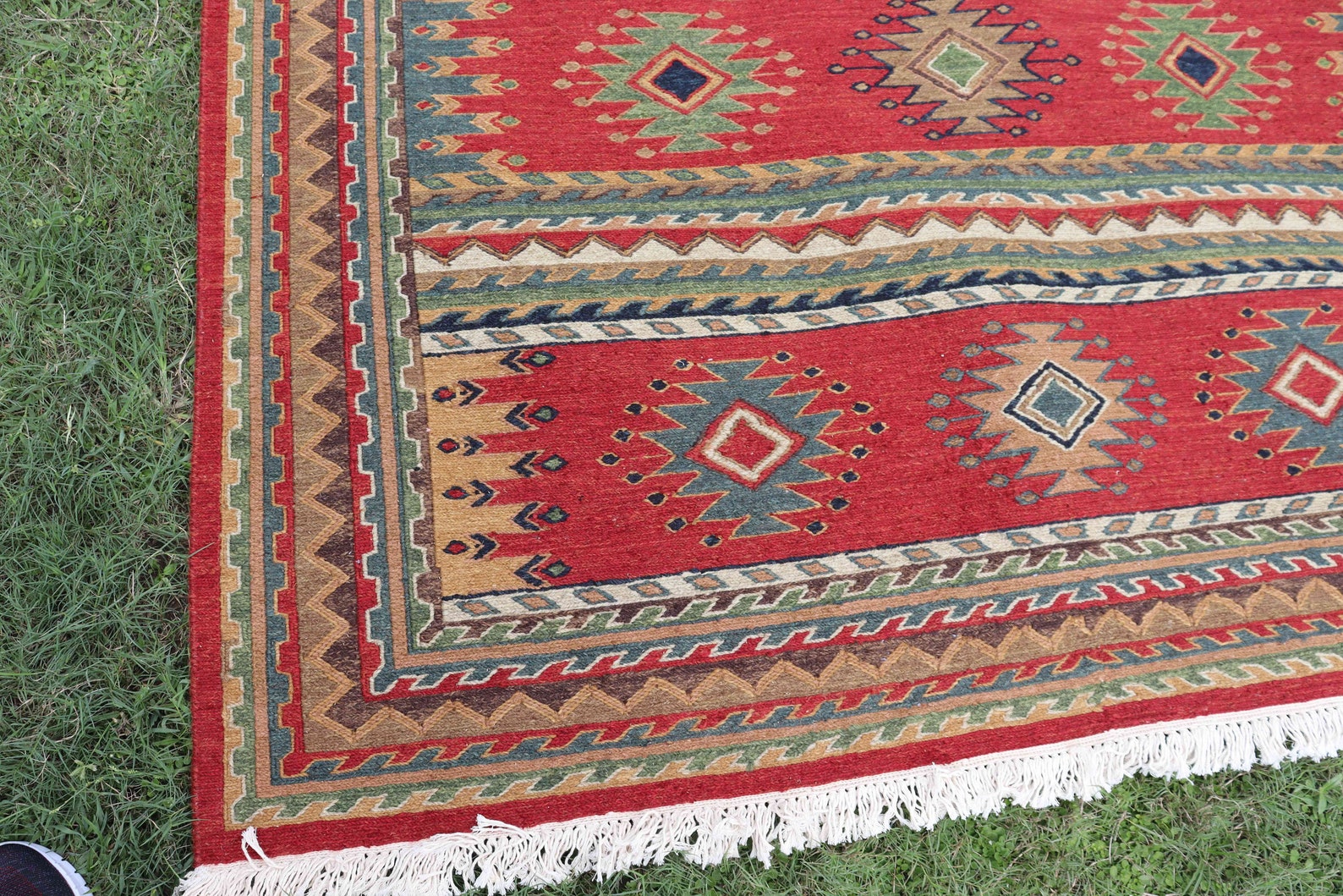 6x9 Large Rug Southwestern Handmade Boho Wool Tribal Flat Etsy