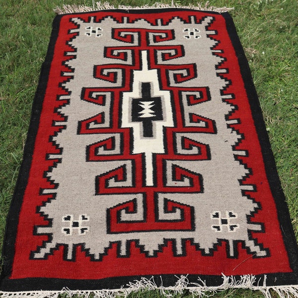 Red Navajo Rug southwestern rugs 3x5 Hand Woven Native American Mexican Rug 100% Wool Area Rug, 8x10 ft, 9x12 ft Large Navajo Ganado Rugs