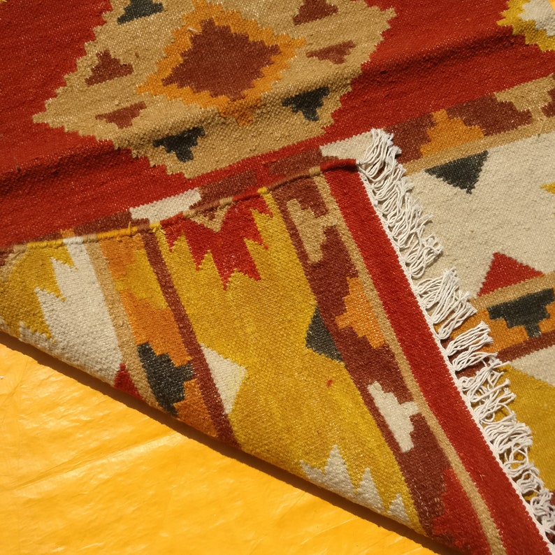 2.6x8 Area Rug Runner Nomadic Kilim Rug,Yellow Red Rug Free Shipping Vintage Rug,Afghan Herati Balouch Rug