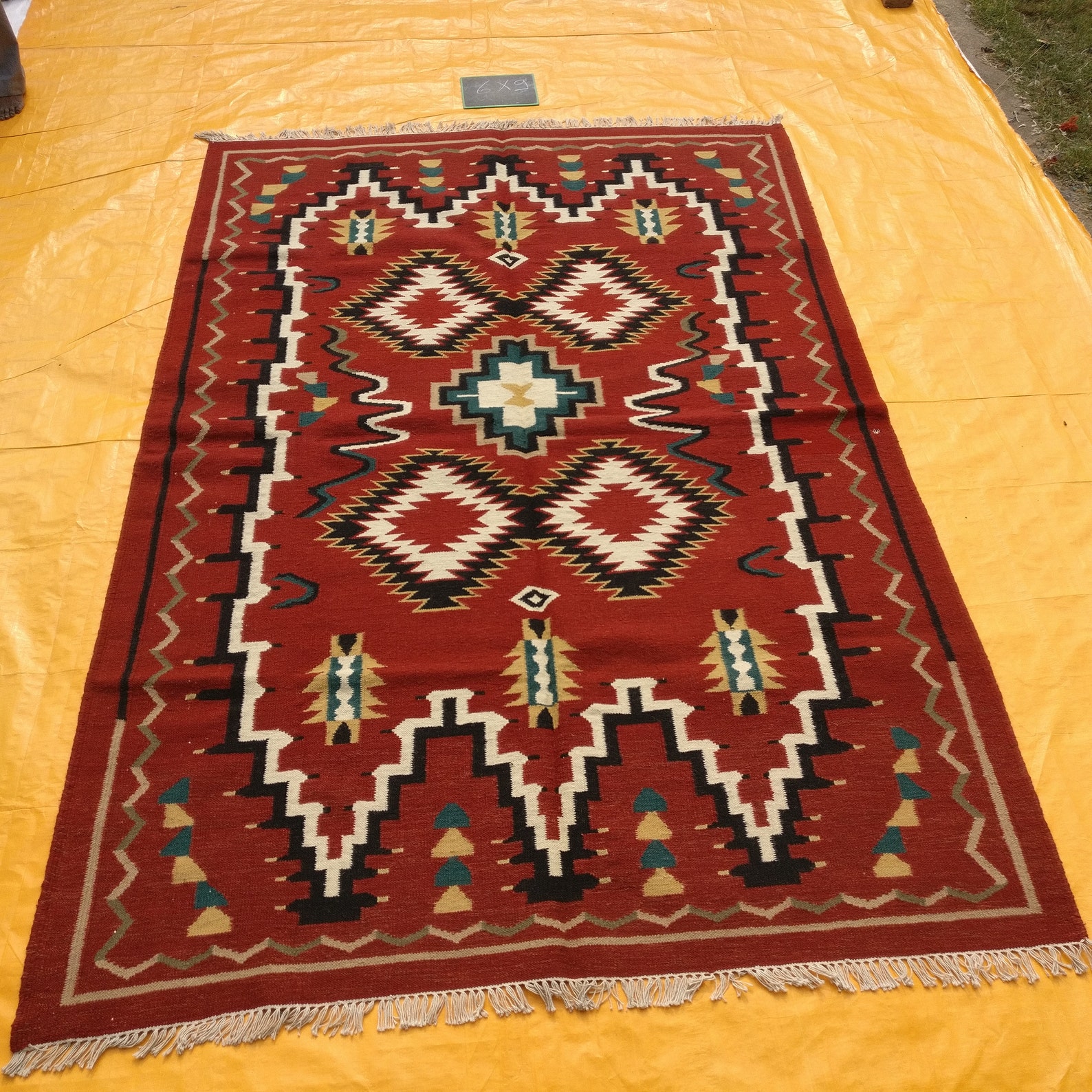 6x9 Rustic Large Floor Rug Southwestern Navajo Handmade Boho Etsy