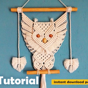 macrame wall hanging pattern, macrame Owl tutorial, macrame pattern, pdf tutorial, DIY macrame owl, step by step pattern image 8