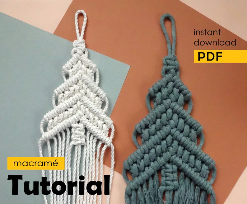 macrame Christmas tree pattern, macrame tutorial, macrame pattern, pdf tutorial, Beginner level, DIY macrame christmas decoration image 7