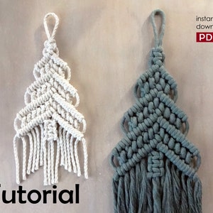 macrame Christmas tree pattern, macrame tutorial, macrame pattern, pdf tutorial, Beginner level, DIY macrame christmas decoration image 1