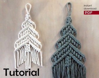 macrame Christmas tree pattern, macrame tutorial, macrame pattern, pdf tutorial, Beginner level, DIY macrame christmas decoration