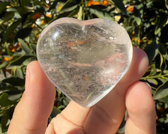 Clear Quartz Puff Heart Carving - Clear Quartz Heart - Healer Rock Crystal Heart  - Quartz Healing Heart Carving Gift,#03