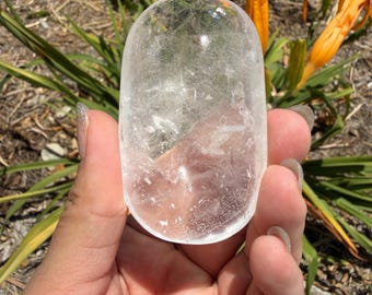 Natural Pakistan Himalayan Clear Quartz Palm Stone | Polished Quartz Palm Crystal | Worry Stone | Healing Crystal Gift,A596