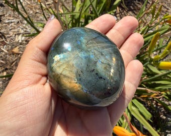 Natural Labradorite Palm Stone | Polished Labradorite Crystal | Flashy Pocket Stone | Healing Crystal Gift,A589