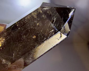 Natural Smoky Rutilated Quartz Tower | High Clarity Smoky Quartz with Golden Rutile | Polished Crystal Point | Healing Crystal Decor,577