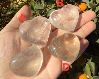 Clear Quartz Puff Heart Carving - Clear Quartz Heart - Healer Rock Crystal Heart  - Quartz Healing Heart Carving Gift