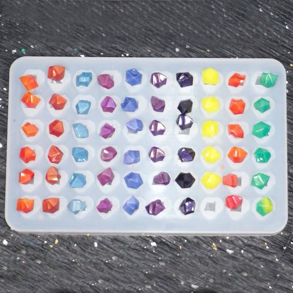 Small 60 cavity and irregular stone resin mold embed gem ice crystal gemstone silicone uv epoxy resin casting jewelry mold