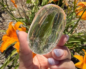 Natural Pakistan Himalayan Clear Quartz Palm Stone | Polished Quartz Palm Crystal | Worry Stone | Healing Crystal Gift,A571