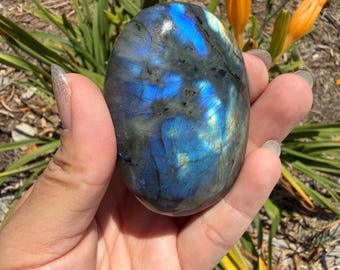 Natural Labradorite Palm Stone | Polished Labradorite Crystal | Flashy Pocket Stone | Healing Crystal Gift,A594