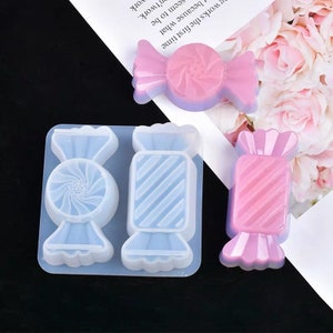 Candy mold Round and Rectangle Kawaii Wrapped Candy - Flexible Plastic Resin Mold, Candy silicone mold