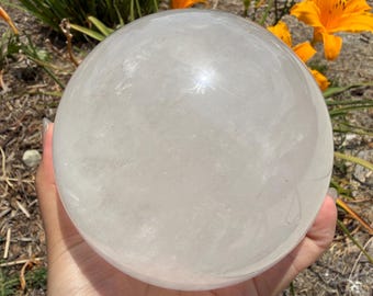 Large Clear Quartz Sphere 4.36lb | Natural White Quartz Crystal Ball | Healing Crystal Orb | Home Decor,Meditation Gift,Collector Stone,A605