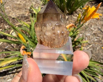 Natural Smoky Quartz Pineapple Cluster, Hidden Mountain Phantom Quartz, Mini Crystal Cluster, Cabinet Mineral Specimen, A603