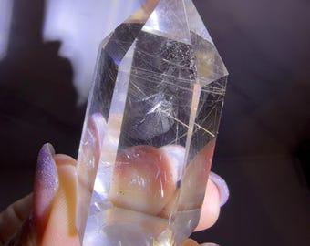 High Quality Rutilated Quartz Tower | Natural Rutilated Quartz Crystal Point | Polished Healing Crystal | Collector Gift,A575
