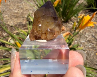 Natural Smoky Quartz Pineapple Cluster, Hidden Mountain Phantom Quartz, Mini Crystal Cluster, Cabinet Mineral Specimen, A602