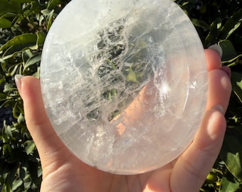 Natural Light Pink Rose Quartz Dish | Pale Pink Polished Crystal Plate | Jewelry Tray, Charging Dish, Home Decor,B127