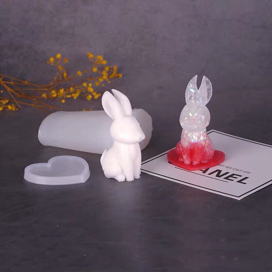 Epoxy Cast Rabbit Bunny Silicone Resin Mold Epoxy Resin Mold Manual DIY Craft Tool ...