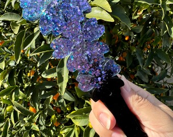 hand fan purple Blue Green chameleon glitter Sakura fan for wedding party cosplay fan handmade fan gift finished