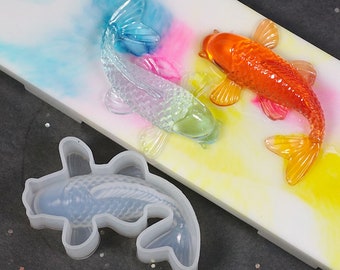 3D silicone Koi mold-Crystal fish resin molds-Koi silicon mold-Resin jewelry pendant mold-Fish Chocolate mold-Fondant mold-Home Decoration